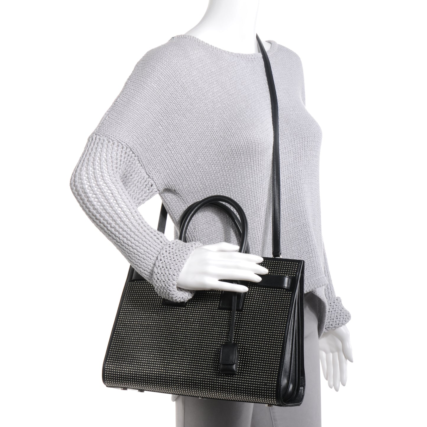 Studded Leather Small Sac de Jour Carryall Black