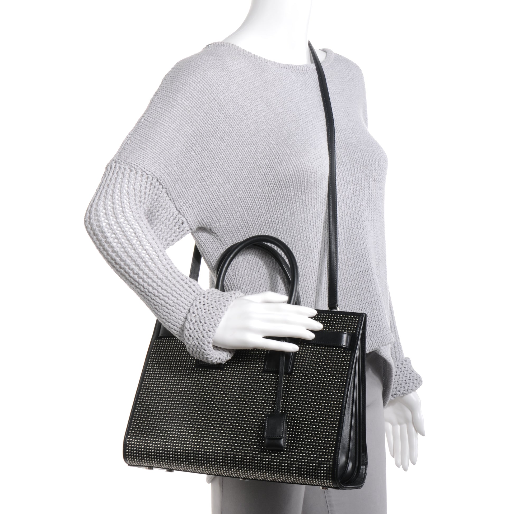 Saint Laurent Studded Leather Small Sac de Jour Carryall Black 2 of 8