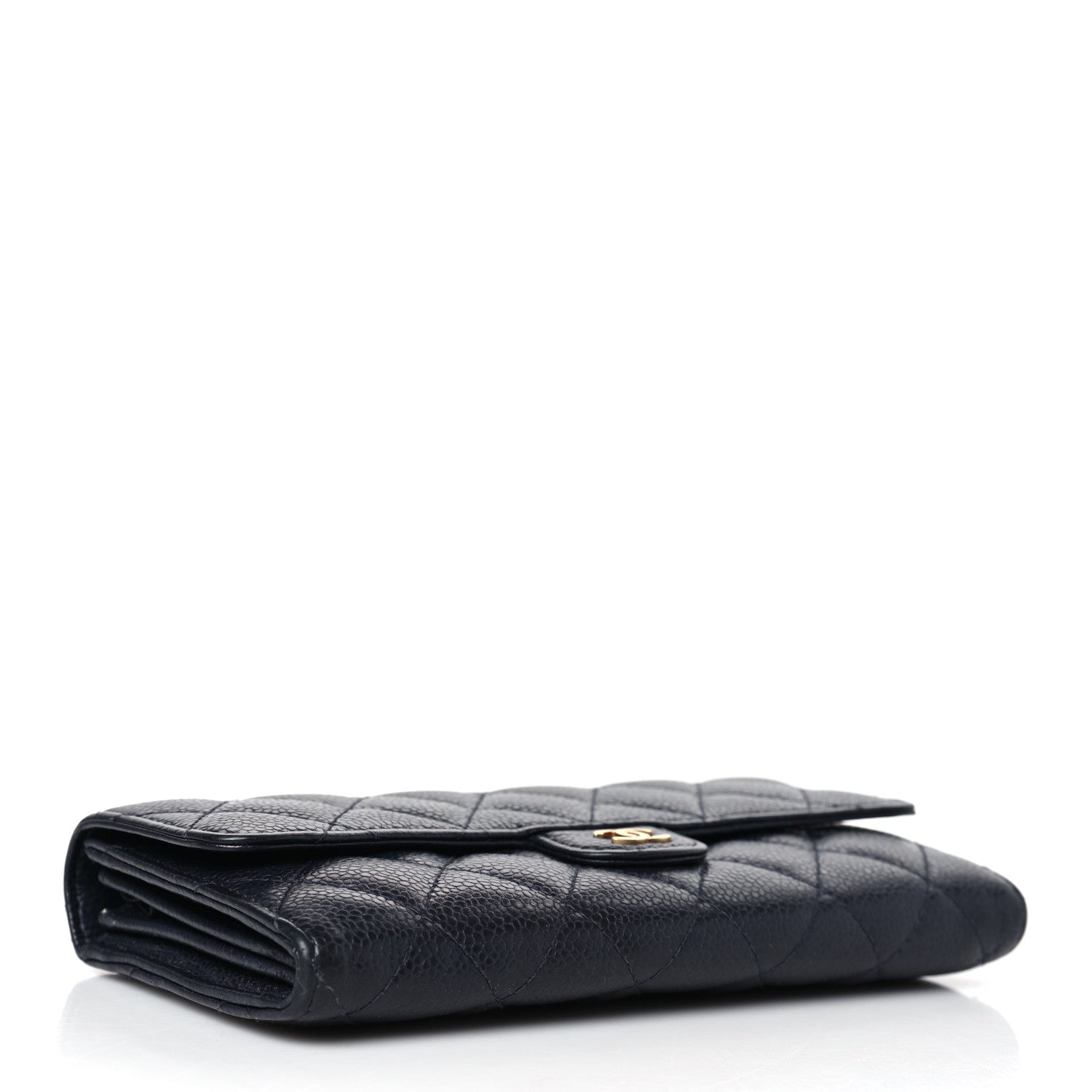 Chanel Caviar Quilted Large Gusset Flap Wallet Navy 4 of 8