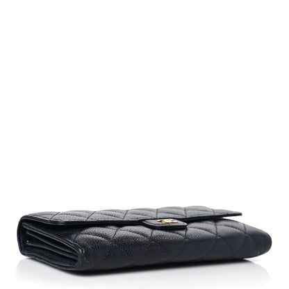 Chanel Caviar Quilted Large Gusset Flap Wallet Navy 4 of 8