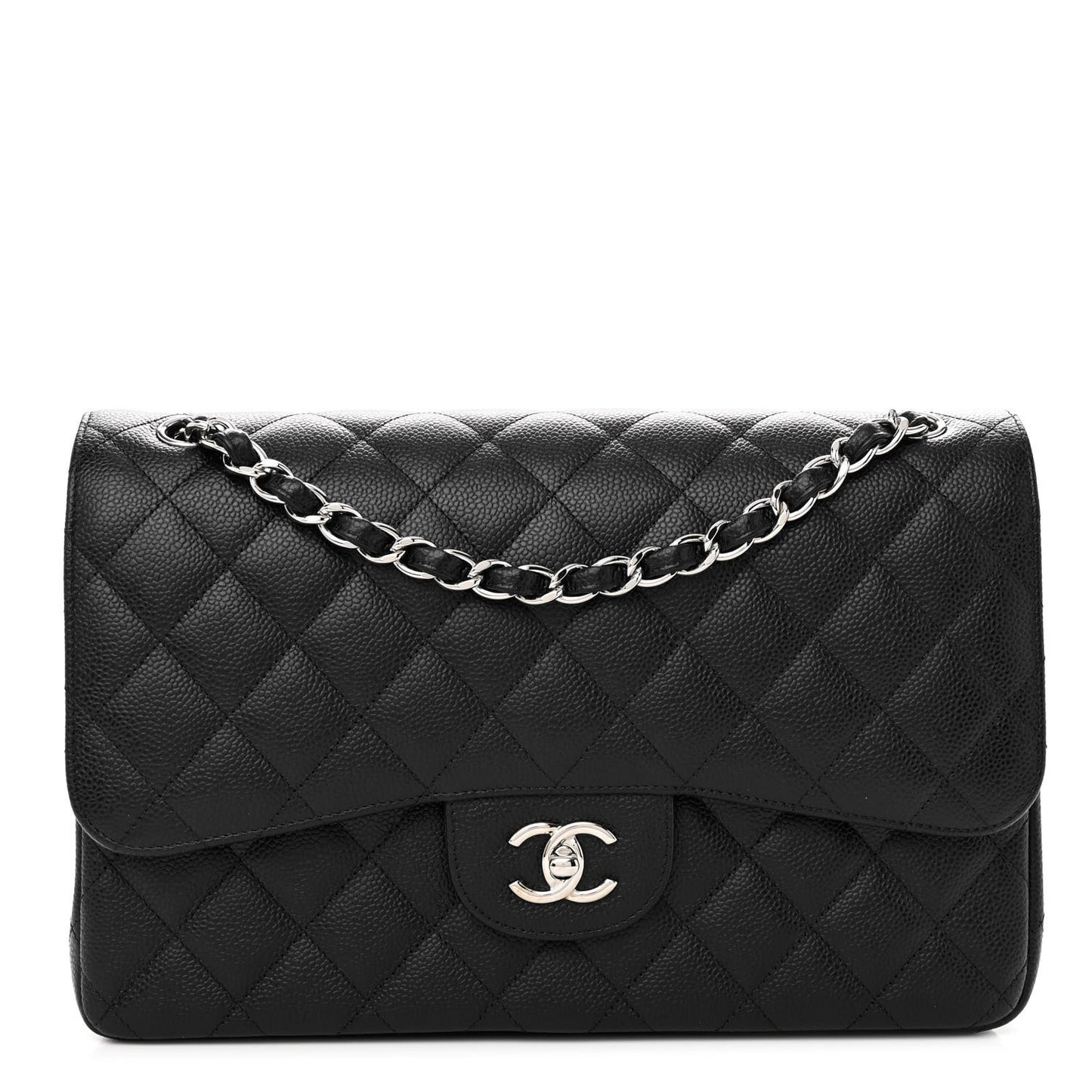 Caviar Quilted Jumbo Double Flap Black