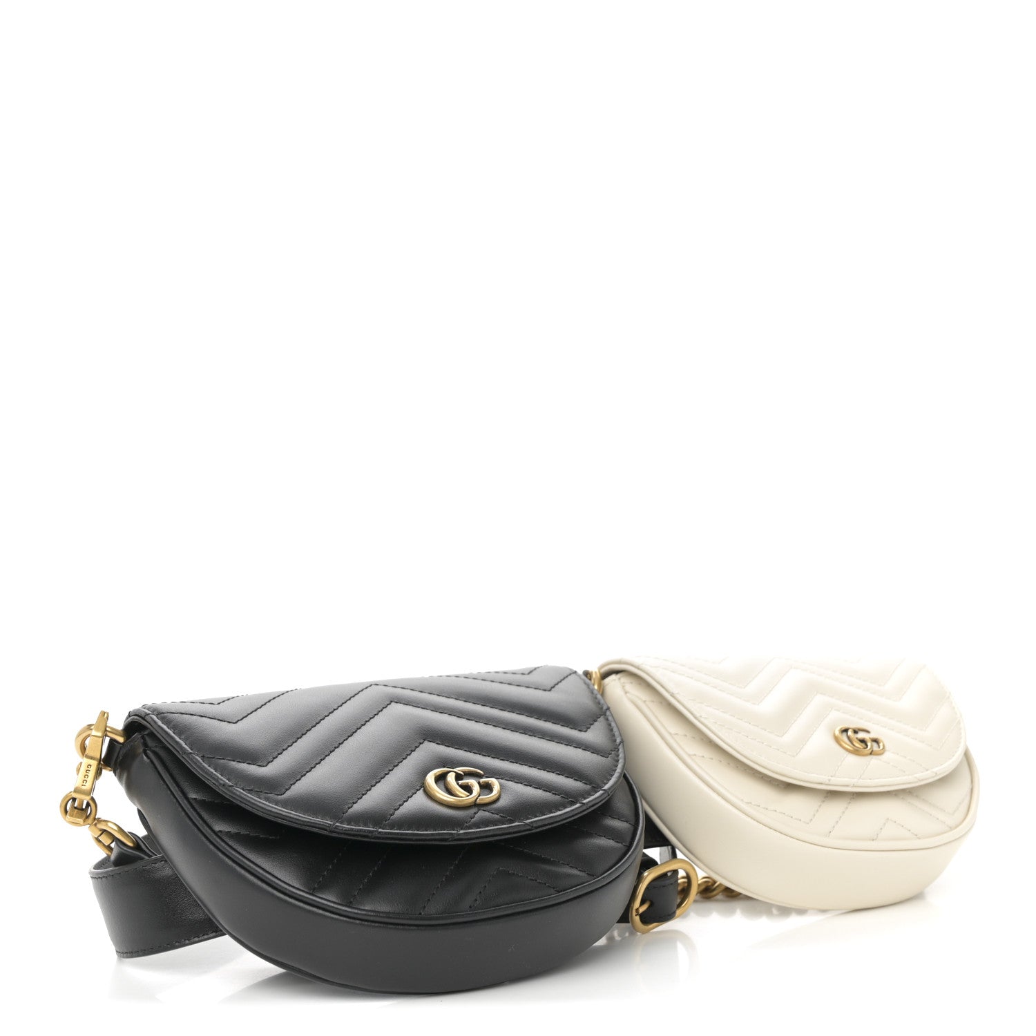 Gucci Calfskin Matelasse GG Marmont Belt Bag Set 100 40 Black Mystic White 8 of 31