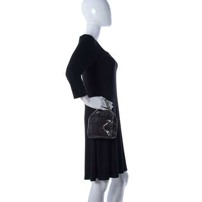 Stella McCartney Chamois Shiny Dotted Tiny Falabella Fold Over Tote Ruthenium 2 of 9