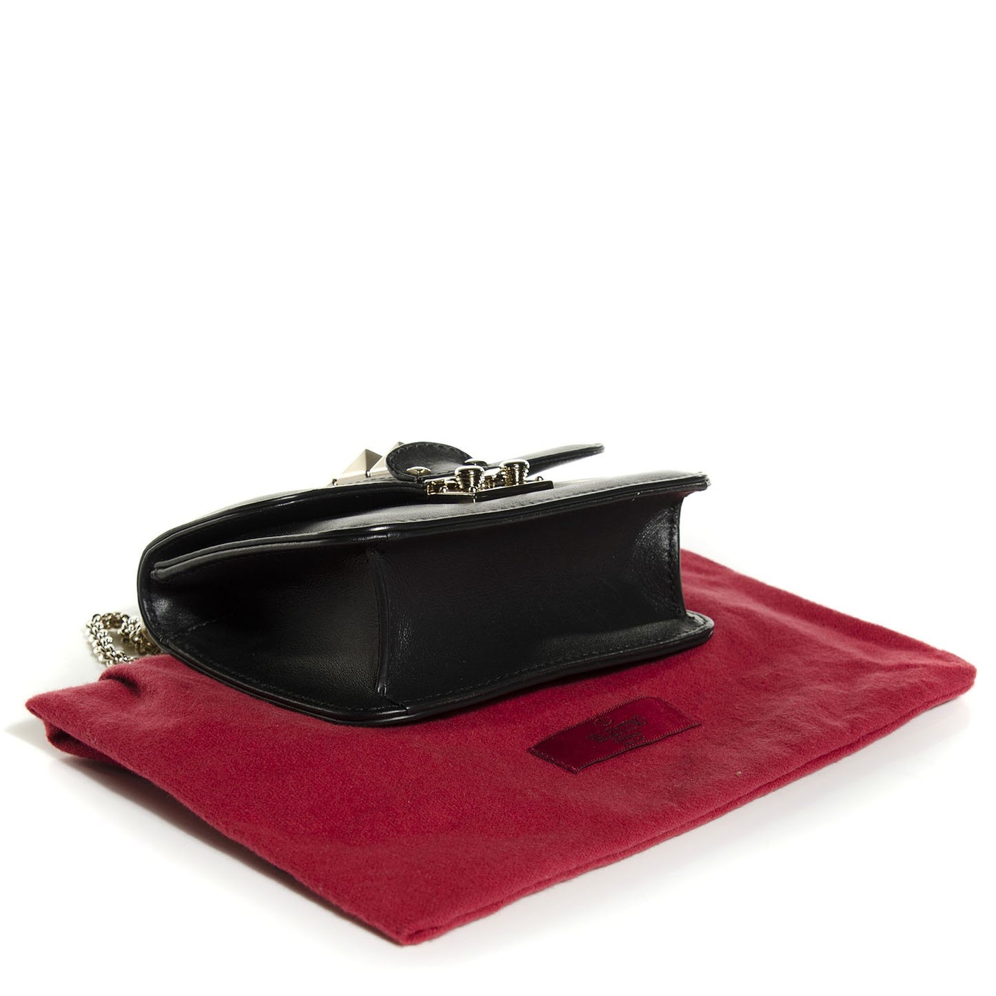 Vitello Mini Glam Lock Rockstud Flap Black