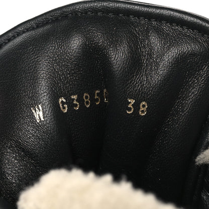Chanel Lambskin Shearling Suede CC High Lace Up Boots 38 Black 8 of 8
