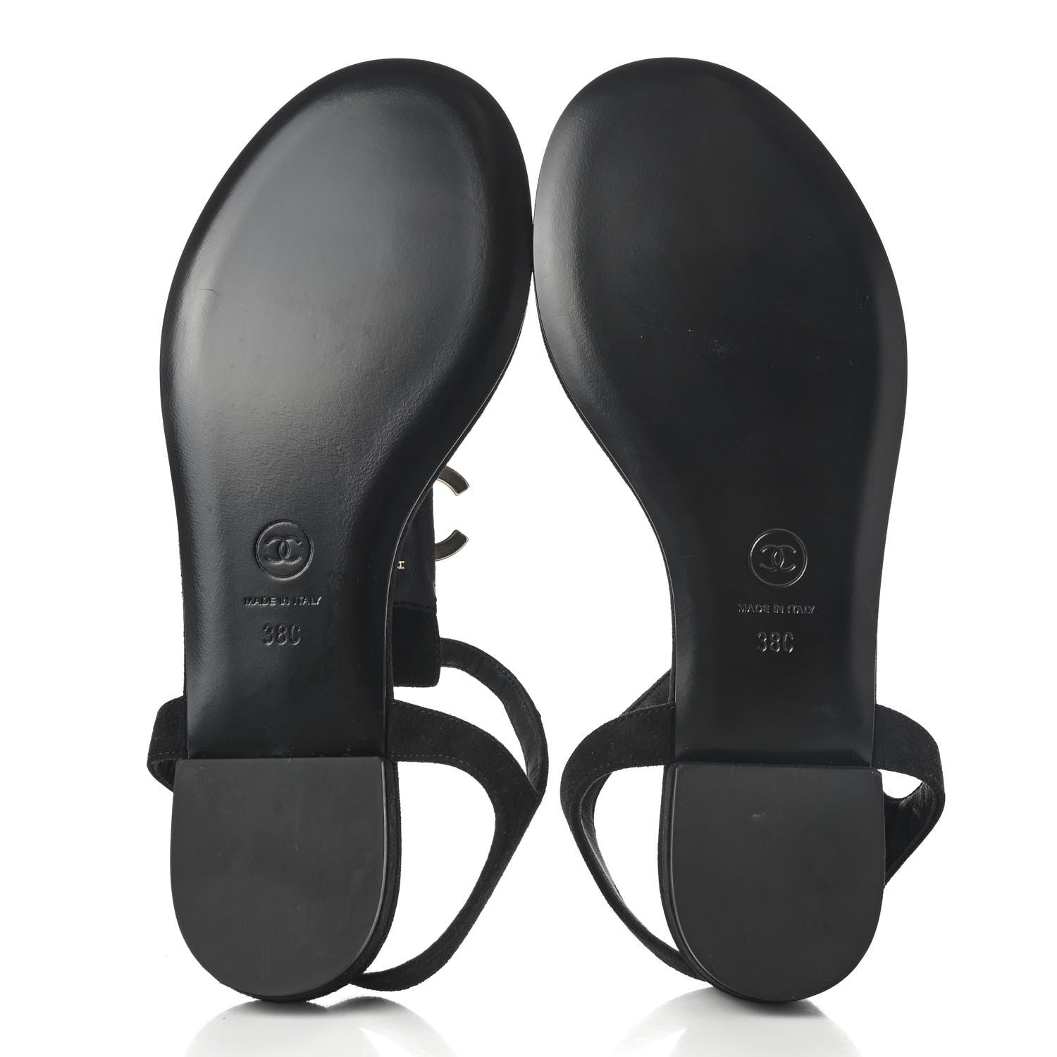 Chanel Suede CC Thong Sandals 38 Black 5 of 8