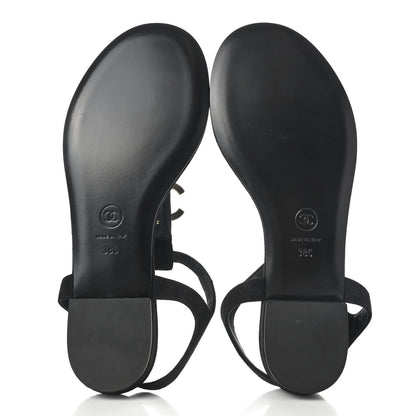 Chanel Suede CC Thong Sandals 38 Black 5 of 8