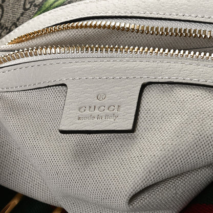 Gucci GG Supreme Monogram Flora Web Small Ophidia Half Moon Hobo White 6 of 14