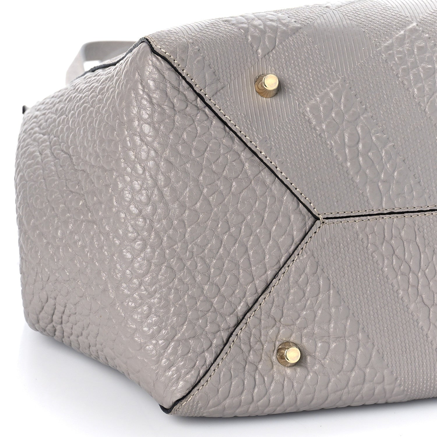 Burberry Signature Grain Calfskin Check Embossed Small Canterbury Tote Stone White 7 of 16