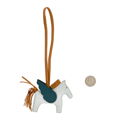 Hermes Milo Lambskin Grigri Rodeo Pegase Horse Bag Charm PM Bleu Brume Sesame Vert Bosphore 2 of 3