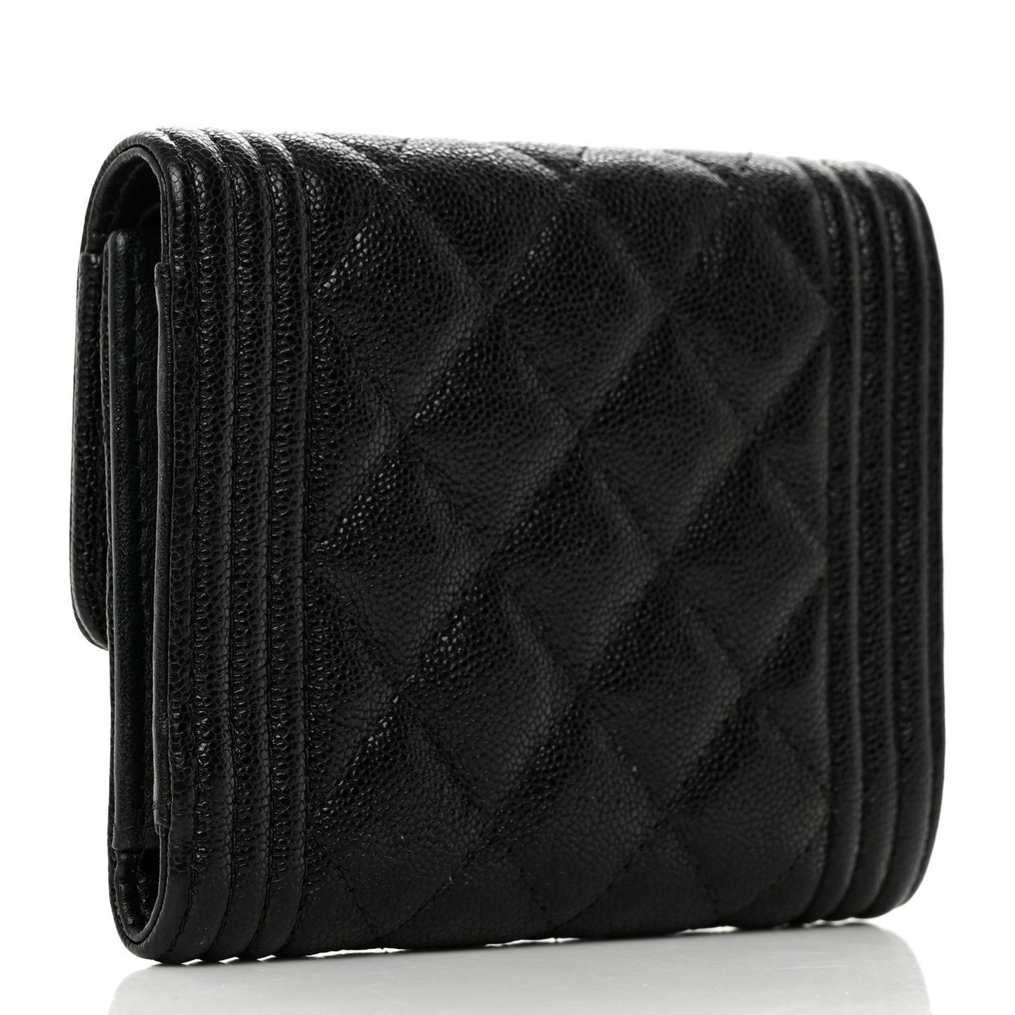 Caviar Quilted Compact Boy Wallet Black