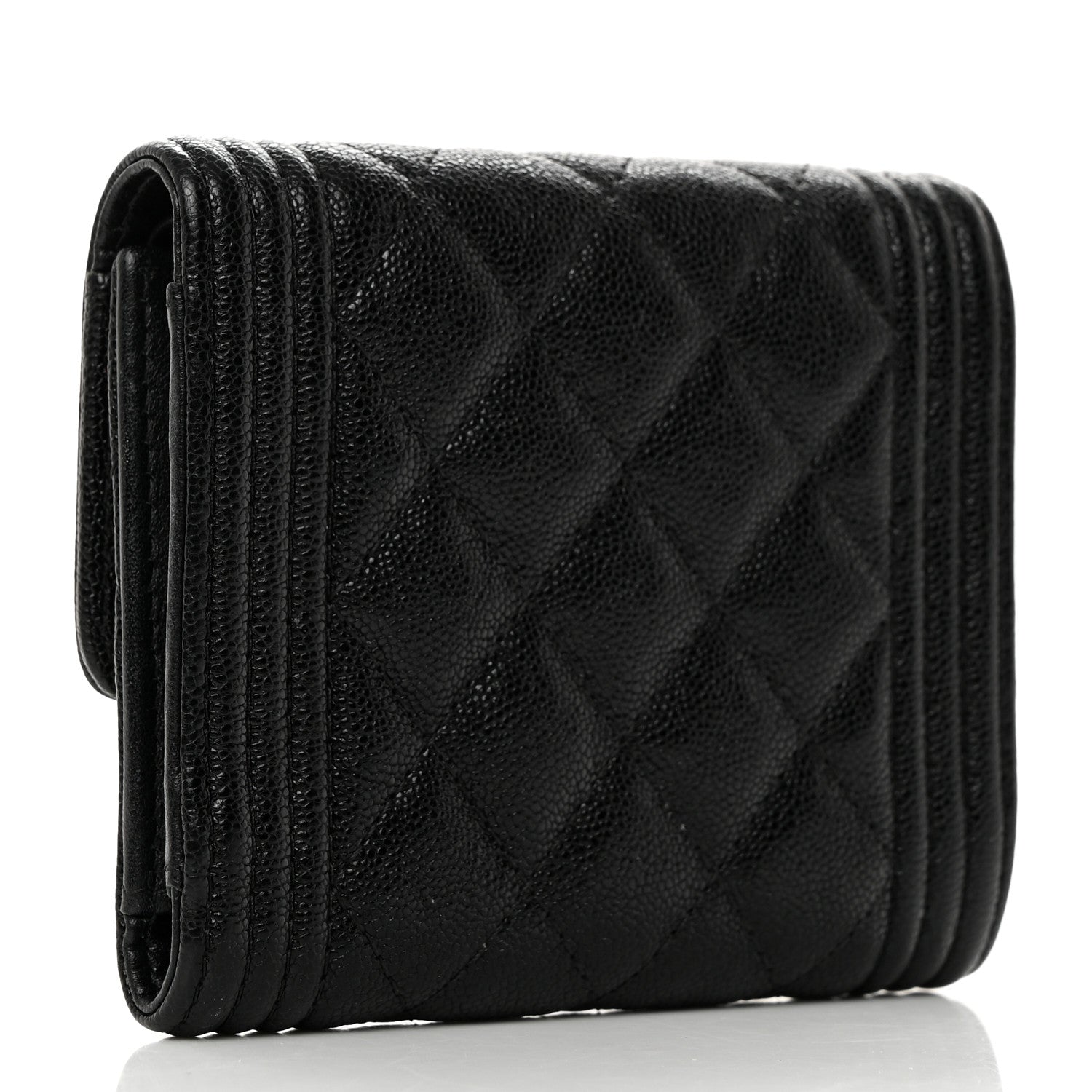 Chanel Caviar Quilted Compact Boy Wallet Black 3 of 10