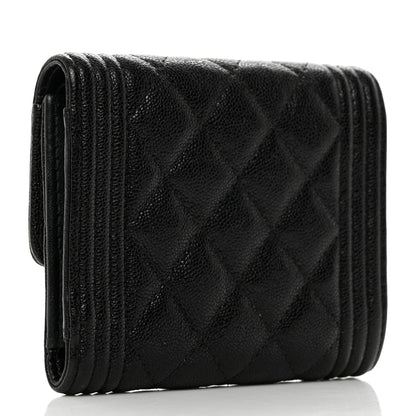 Chanel Caviar Quilted Compact Boy Wallet Black 3 of 10
