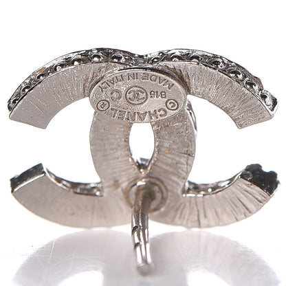 Chanel Crystal CC Earrings Silver 3 of 6