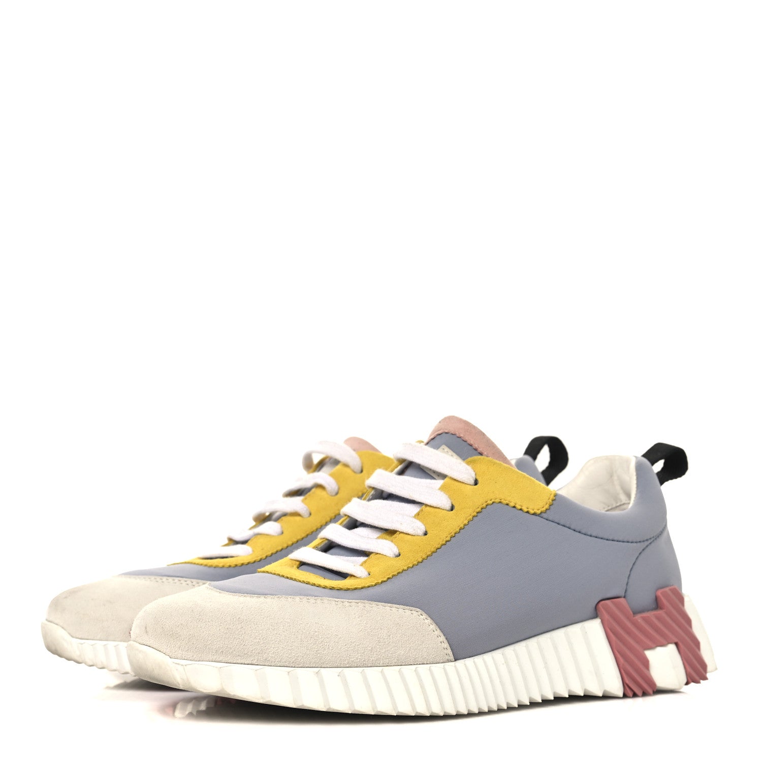 Hermes Technical Canvas Suede Goatskin Bouncing Sneakers 39.5 Gris Multicolor 4 of 8