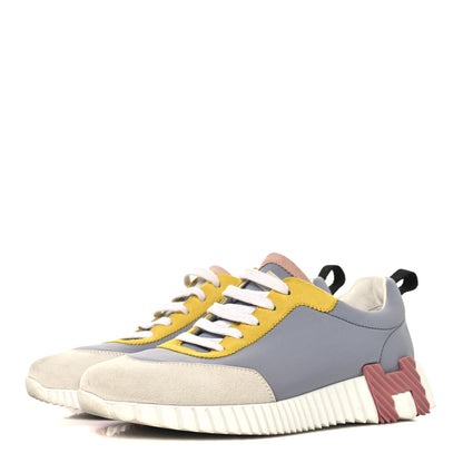 Hermes Technical Canvas Suede Goatskin Bouncing Sneakers 39.5 Gris Multicolor 4 of 8