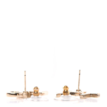 Chanel Crystal Pearl Signature Stud Earrings Gold 3 of 4