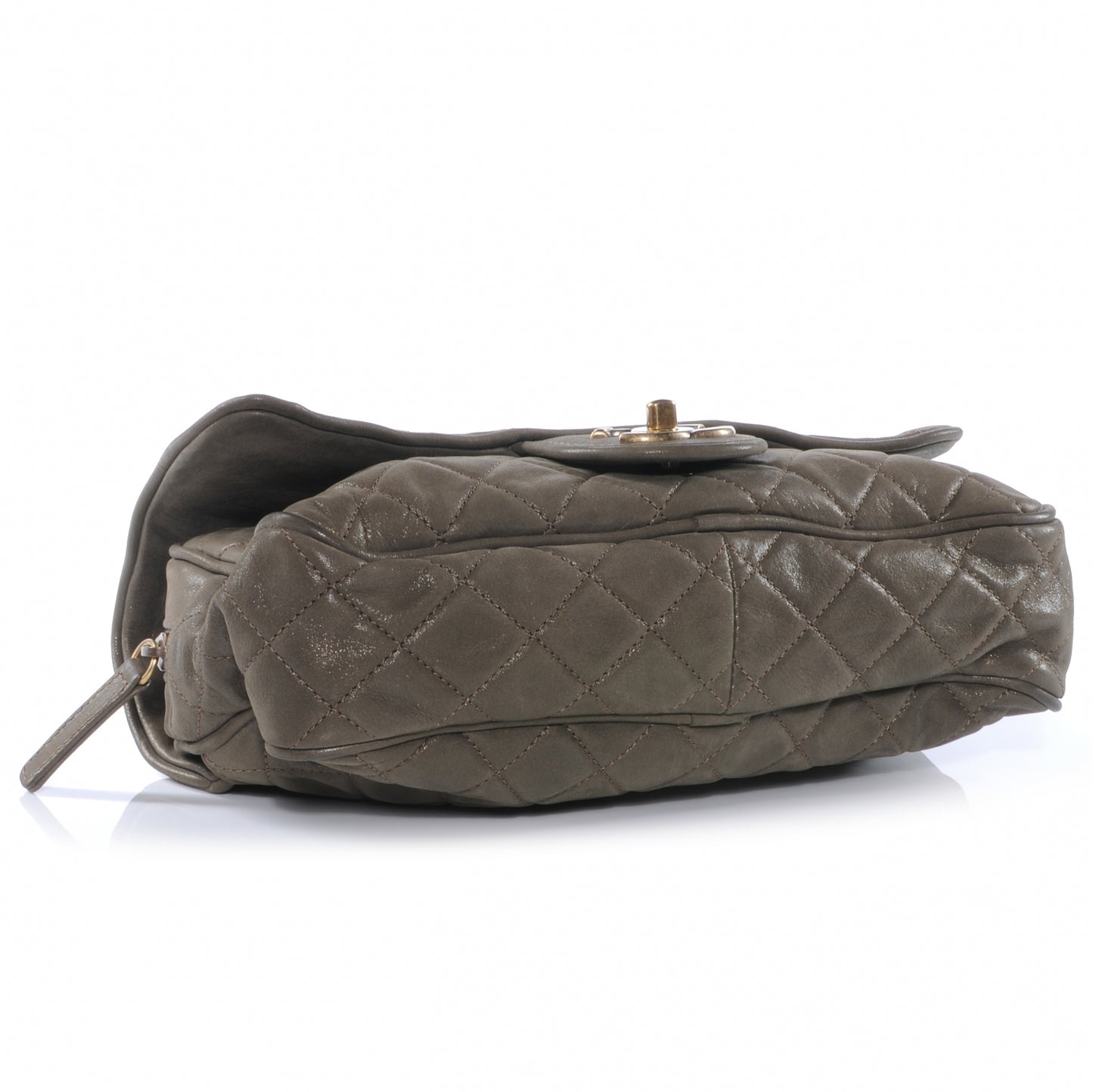 Iridescent Calfskin Small Shiva Flap Khaki