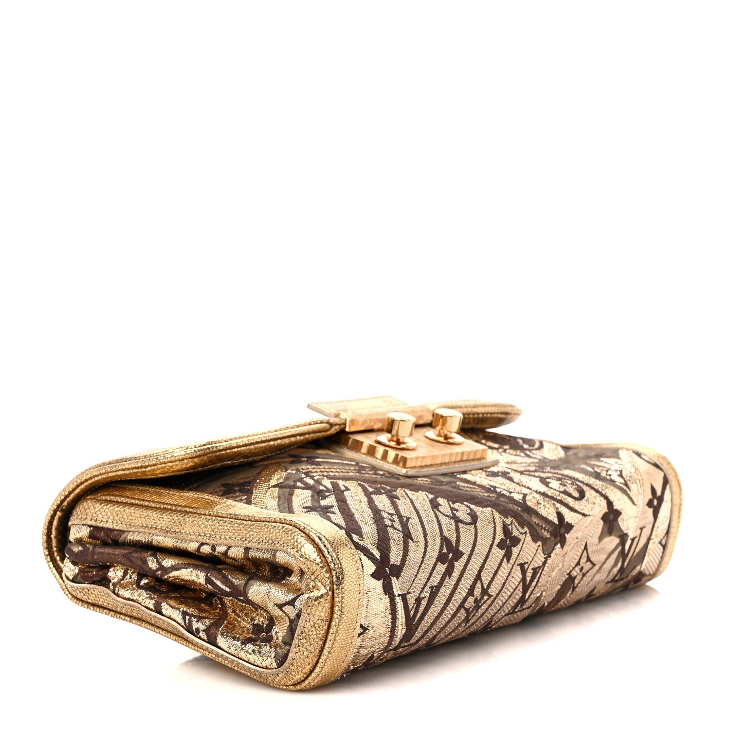 Louis Vuitton Monogram Brocade Thalie Clutch Gold 4 of 10