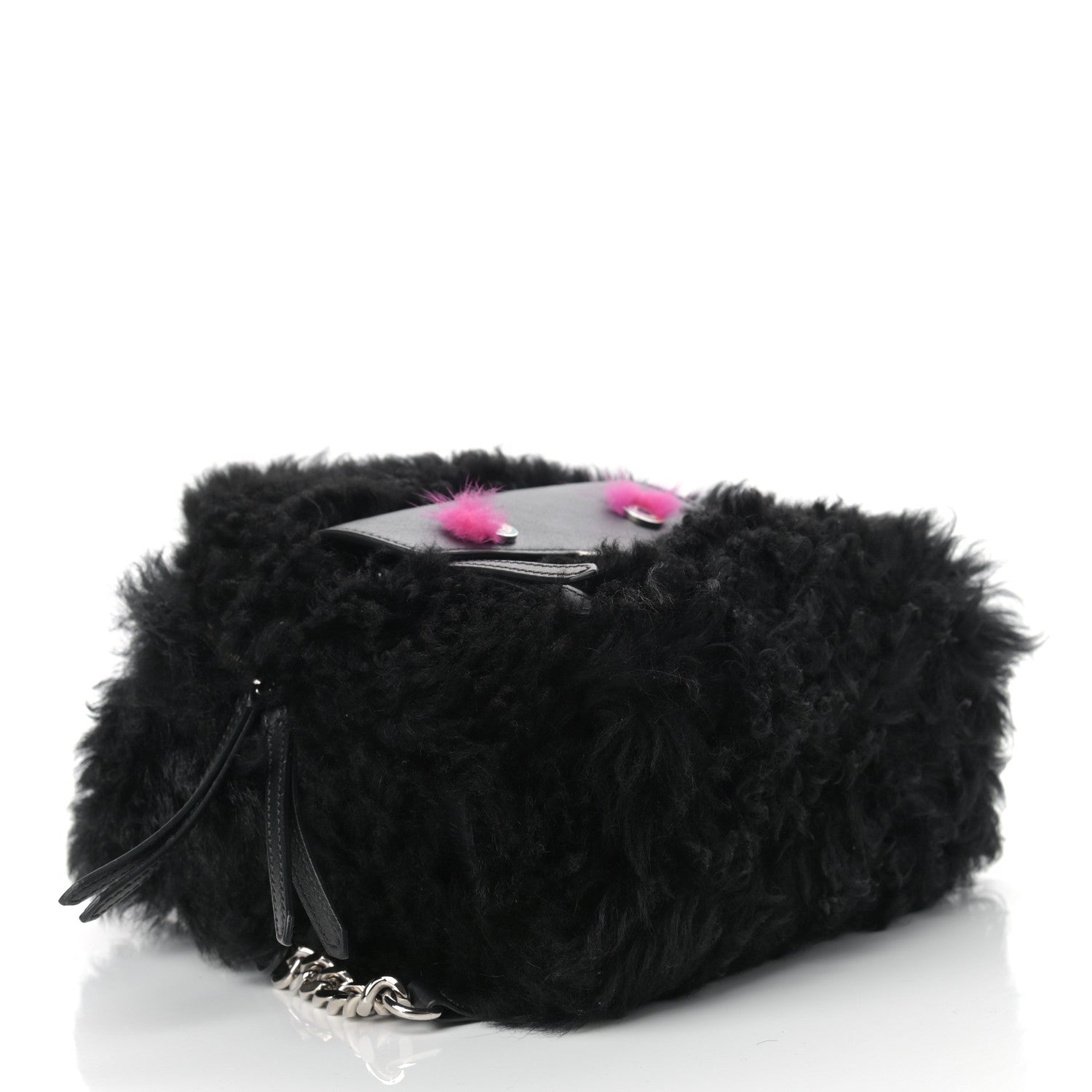 Fendi Shearling Hypnoteyes Mini Backpack Black 4 of 9
