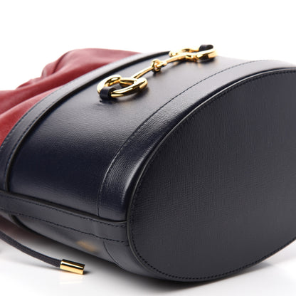 Gucci Azalea Sakai Be Green Calfskin Horsebit 1955 Drawstring Bucket Bag Blue New Cherry Red 6 of 10