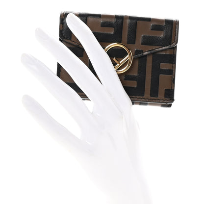 Fendi Vitello Soft F is Fendi Bi-Color FF 1974 Embossed Micro Tri-Fold Envelope Wallet Maya Black 2 of 8