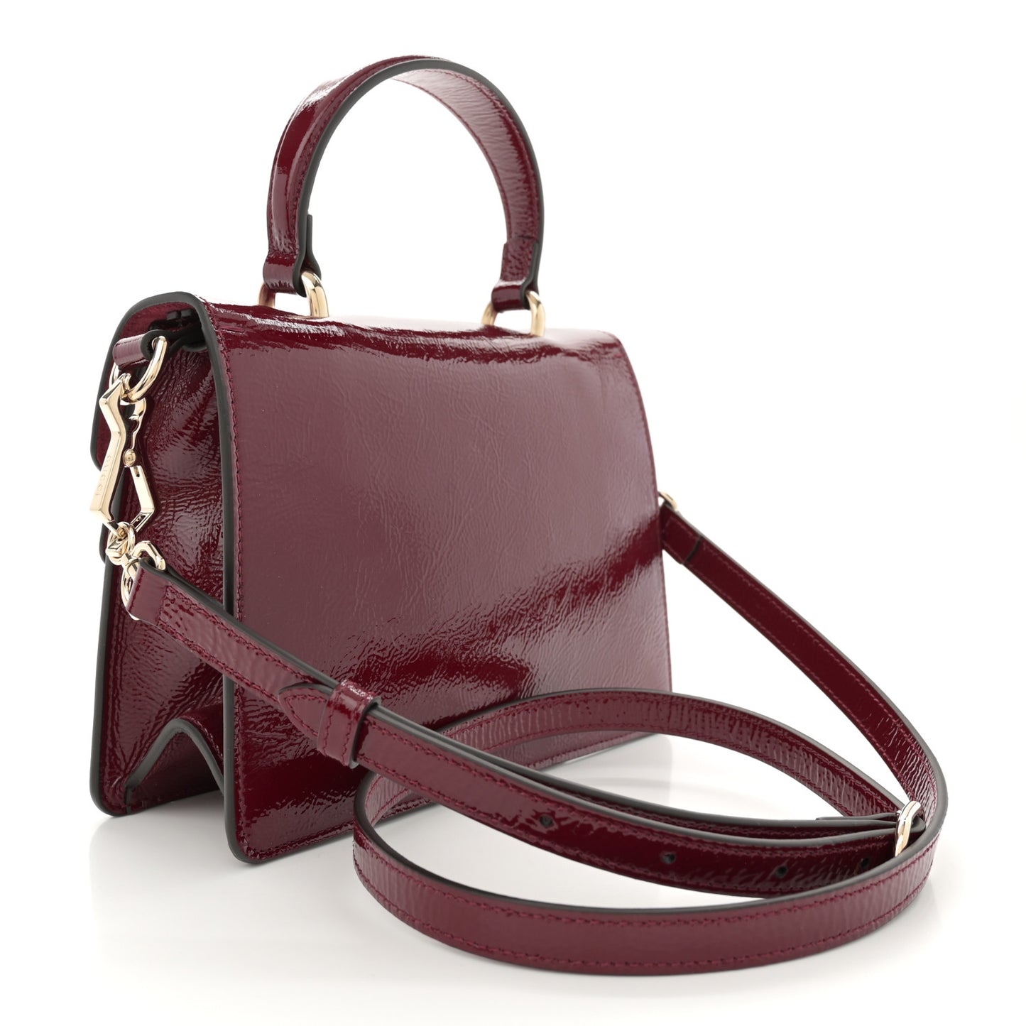 Crinkled Patent Small Dionysus Top Handle Bag Rosso Ancora Red