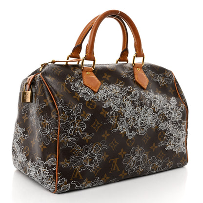 Louis Vuitton Monogram Dentelle Speedy 30 Silver 3 of 9