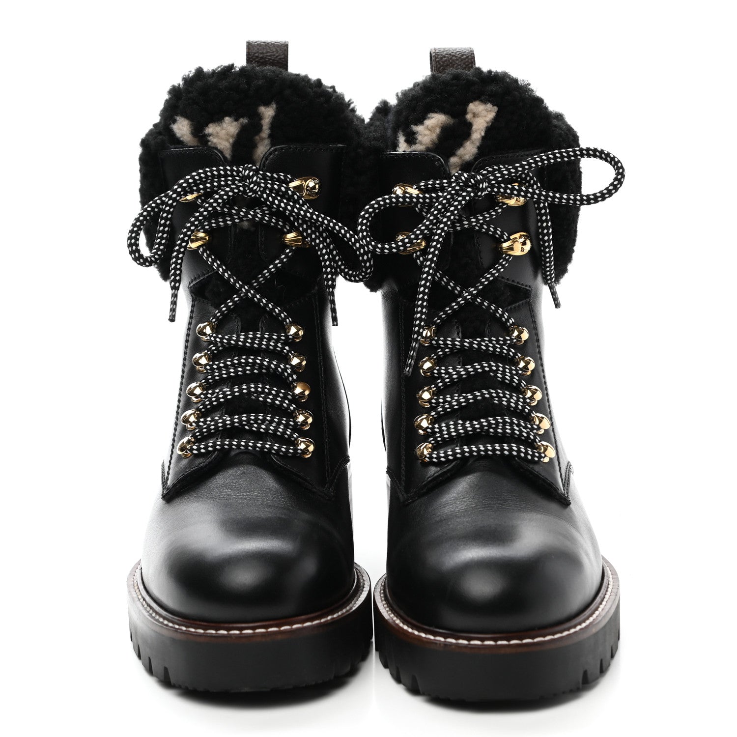 Louis Vuitton Calfskin Shearling Territory Ranger Combat Boots 40 Black 2 of 9