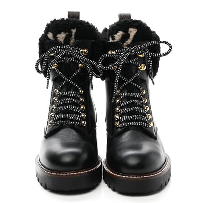 Louis Vuitton Calfskin Shearling Territory Ranger Combat Boots 40 Black 2 of 9