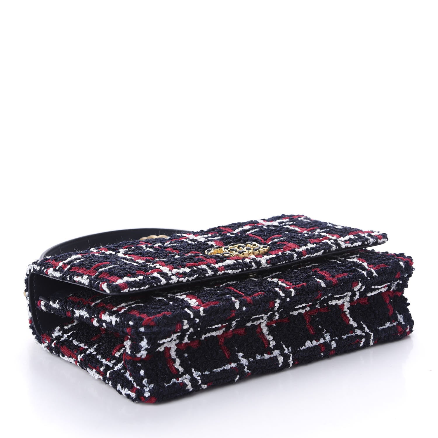 Chanel Wool Tweed Lambskin Quilted 19 Wallet On Chain WOC and Coin Purse Blue White Red 4 of 12