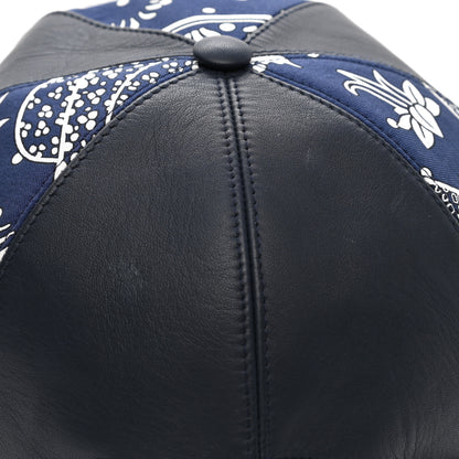 Hermes Lambskin Silk Thelma Les Leopards Bandana Hat 59 Marine White 9 of 11