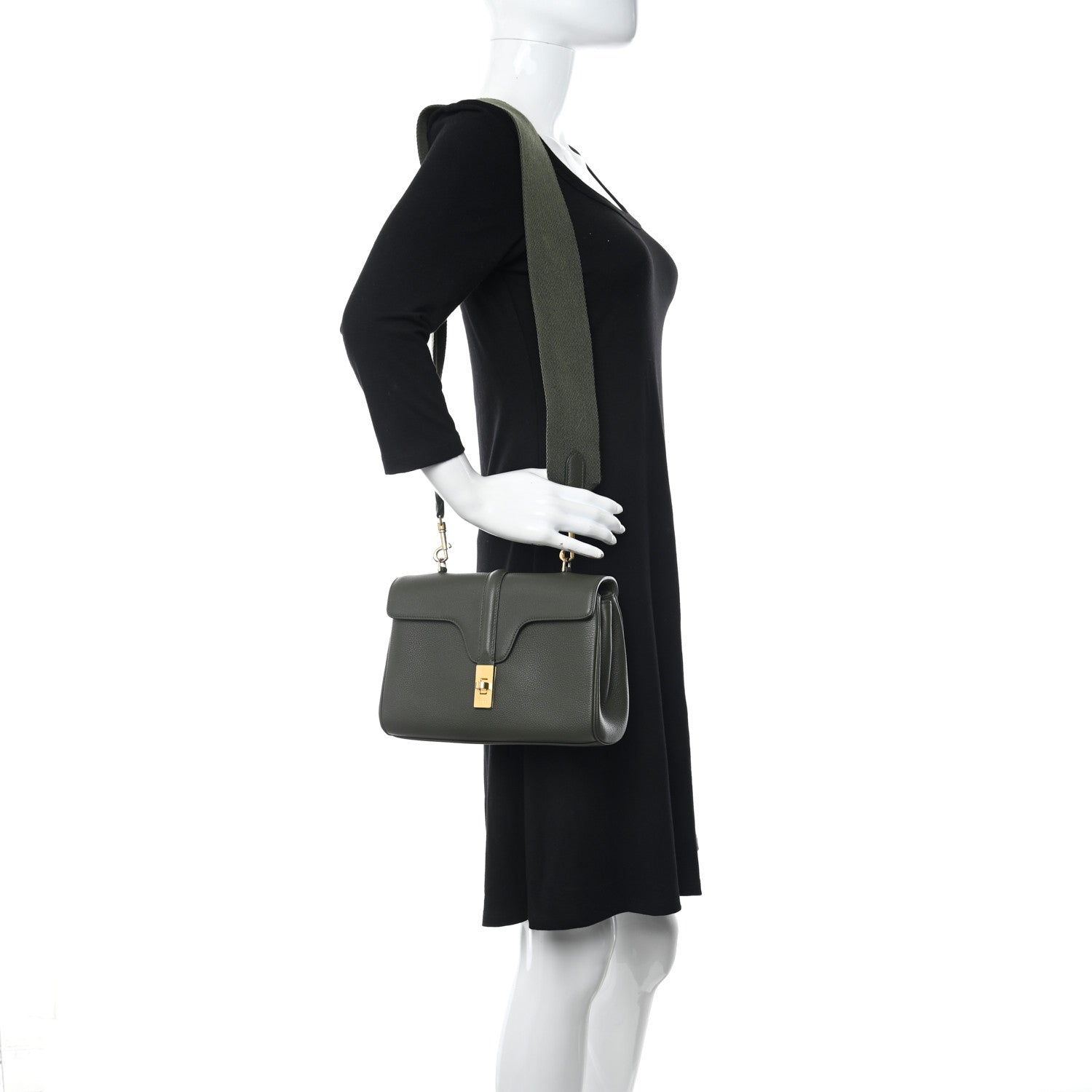 Celine Supple Calfskin Teen 16 Crossbody Bag Army Green 3 of 8