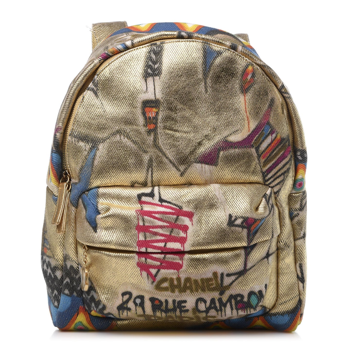 Graffiti Printed Canvas Street Spirit Backpack Multicolor