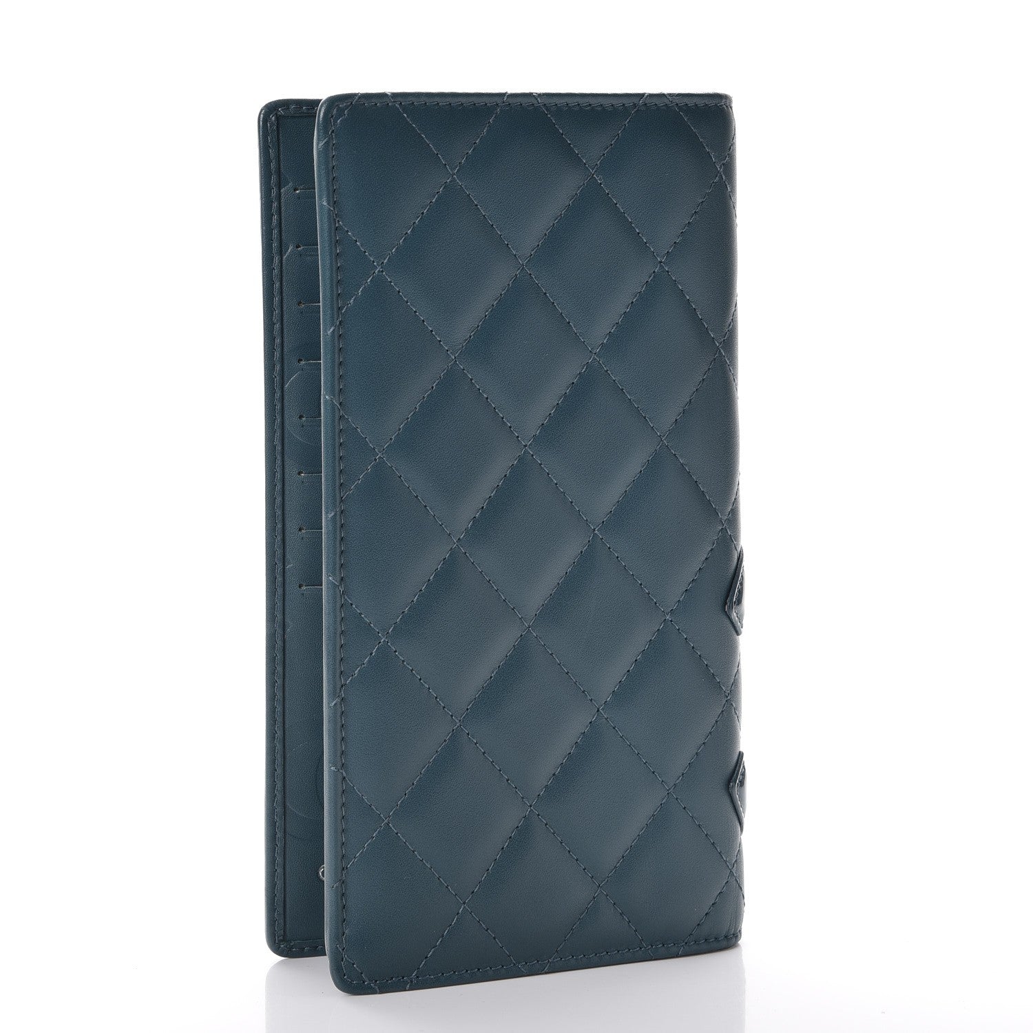 Chanel Calfskin Quilted Cambon Yen Wallet Blue 3 of 5