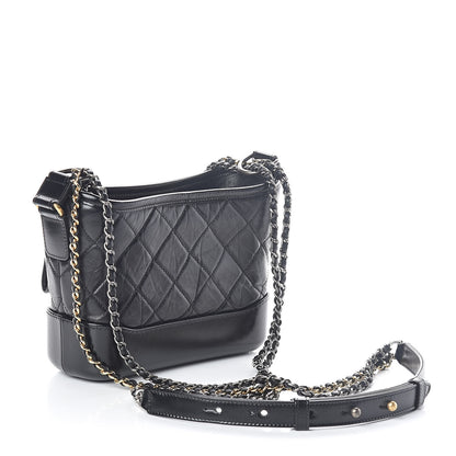 Chanel Aged Calfskin Quilted Small Gabrielle Hobo Black 3 of 11