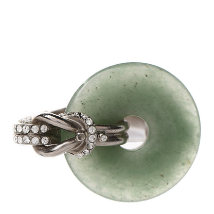 Chanel Crystal CC Ring 6 Silver Green 1 of 5