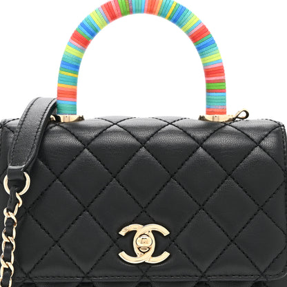 Chanel Goatskin Quilted Rainbow Extra Mini Coco Handle Flap Black 8 of 10