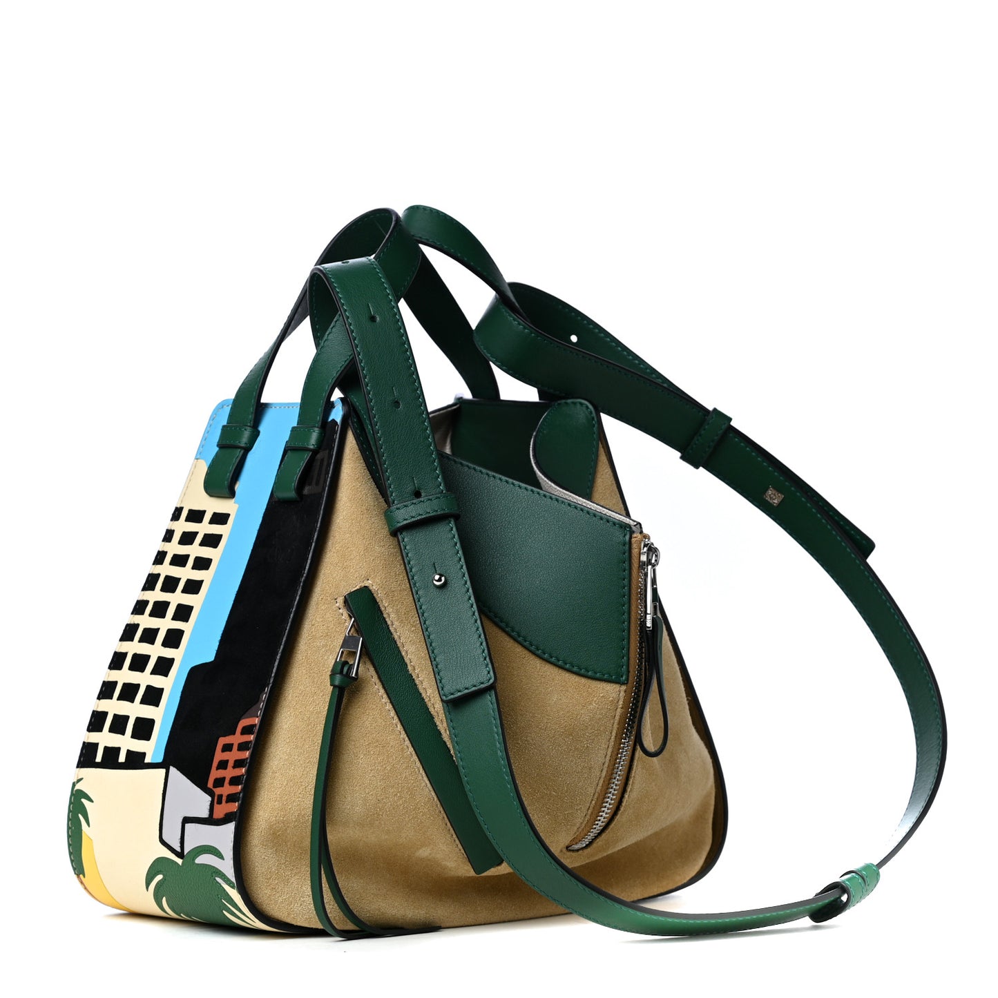 Calfskin Suede Small LA Hammock Shoulder Bag Gold Multicolor