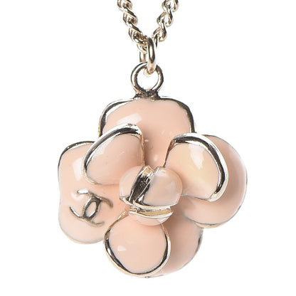 Chanel Enamel CC Camellia Pendant Necklace Gold Pink 4 of 6