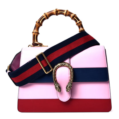 Gucci Moon Calfskin Web Medium Dionysus Bamboo Top Handle Bag Sugar Pink Blue Agata Hibiscus Red 1 of 6