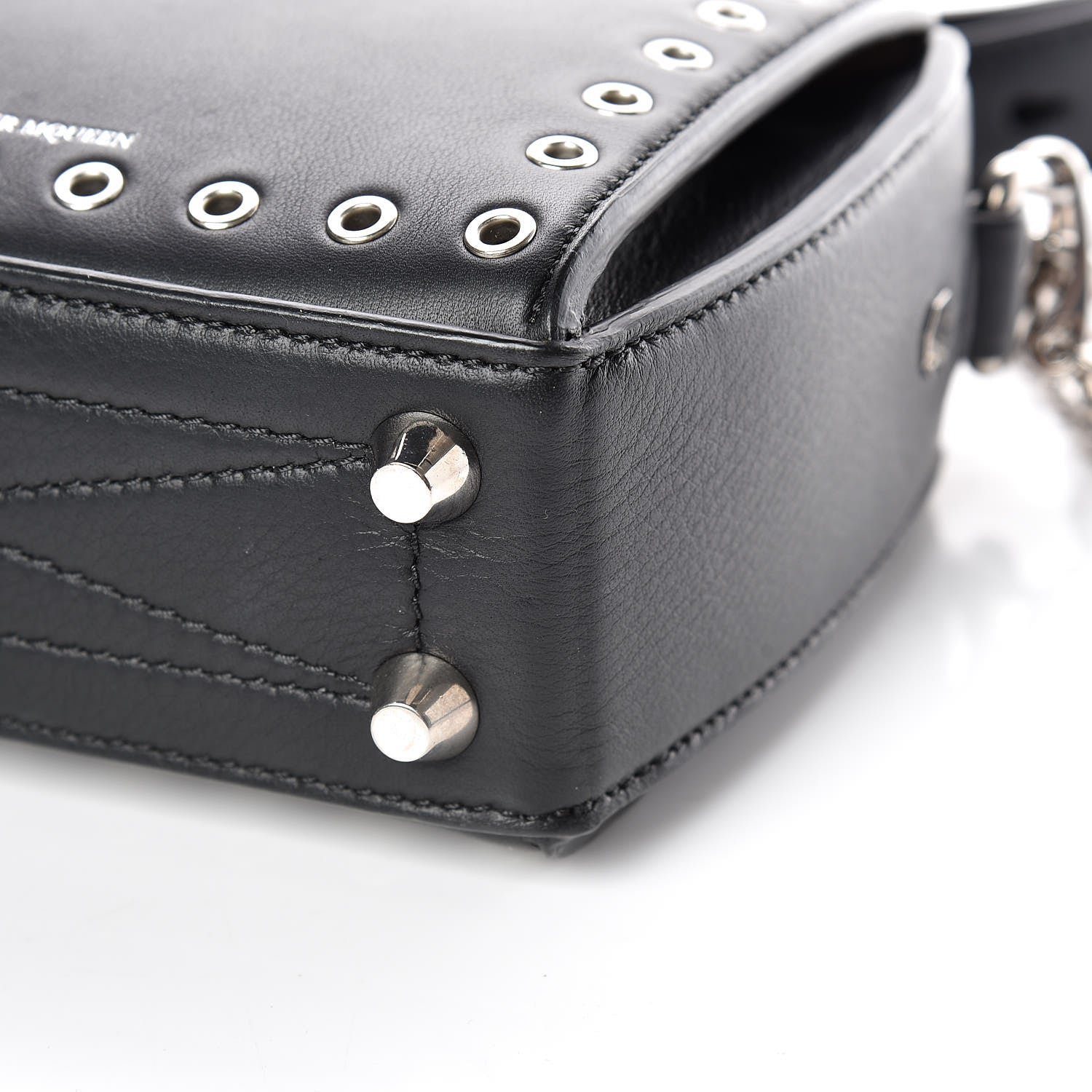 Alexander McQueen Fine Grain Goatskin Perforated Box Shoulder Bag 16 Black 7 of 10