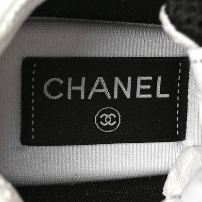 Chanel Mesh Suede Grained Calfskin Womens CC Sneakers 38 Black White 7 of 8