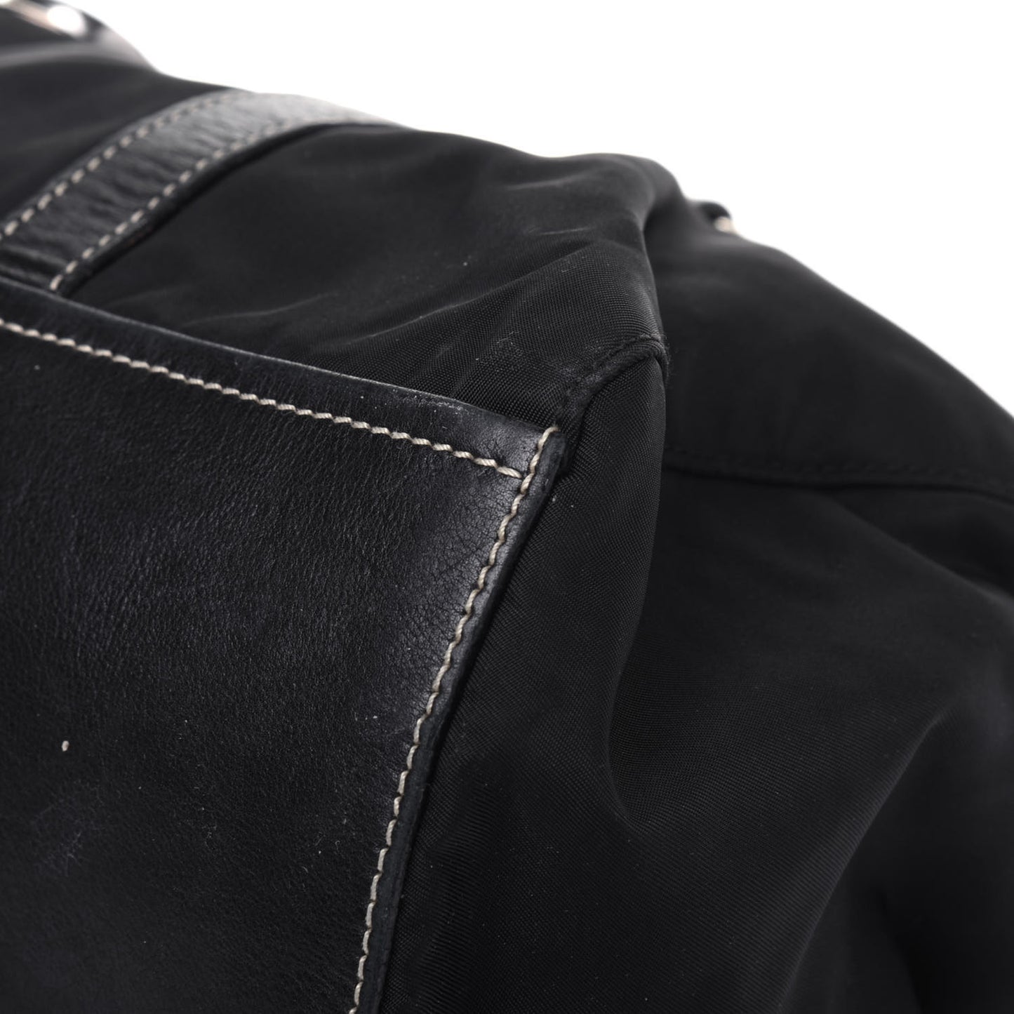 Tessuto Nylon Vitello Foldover Pushlock Satchel Black