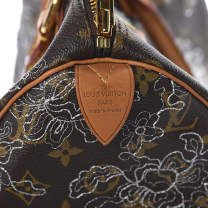 Louis Vuitton Monogram Dentelle Speedy 30 Silver 6 of 9