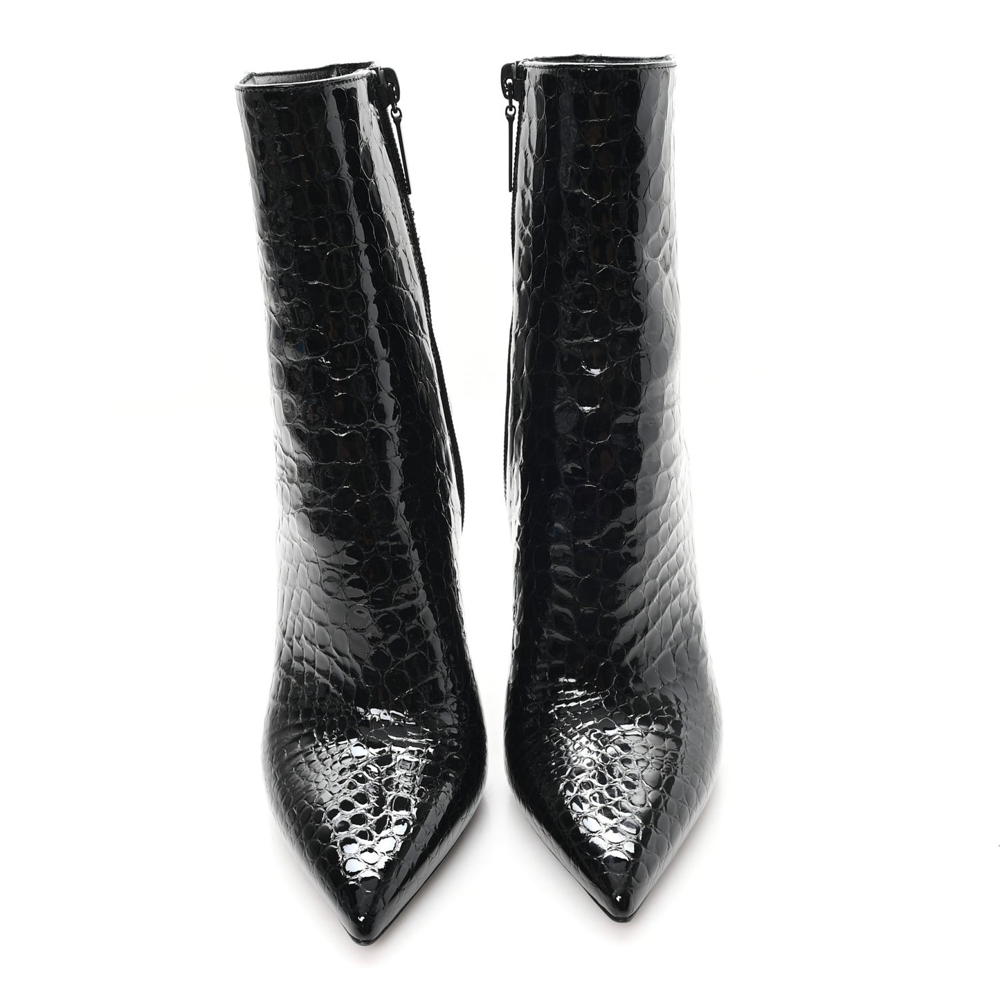 Alligator Embossed Patent Calfskin Opyum 110 Ankle Boots 36.5 Black