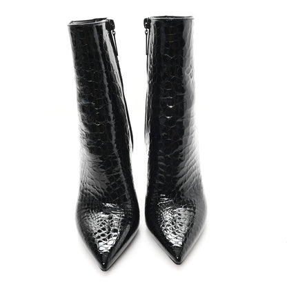Saint Laurent Alligator Embossed Patent Calfskin Opyum 110 Ankle Boots 36.5 Black 3 of 10