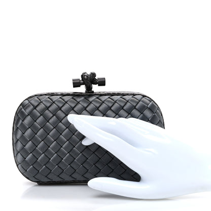 Bottega Veneta Satin Intreccio Impero Ayers Knot Clutch Grey 2 of 6
