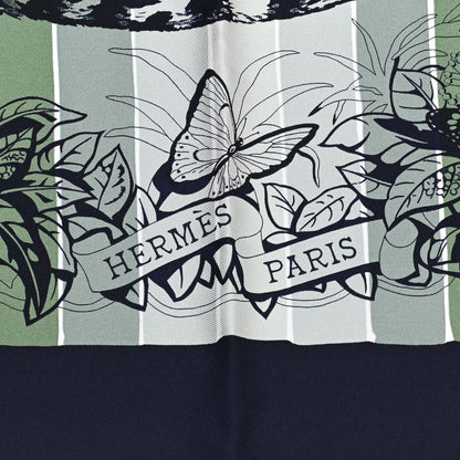 Hermes Silk Carre Jungle Love Rainbow Scarf 90 Marine Vert Petrole 2 of 5