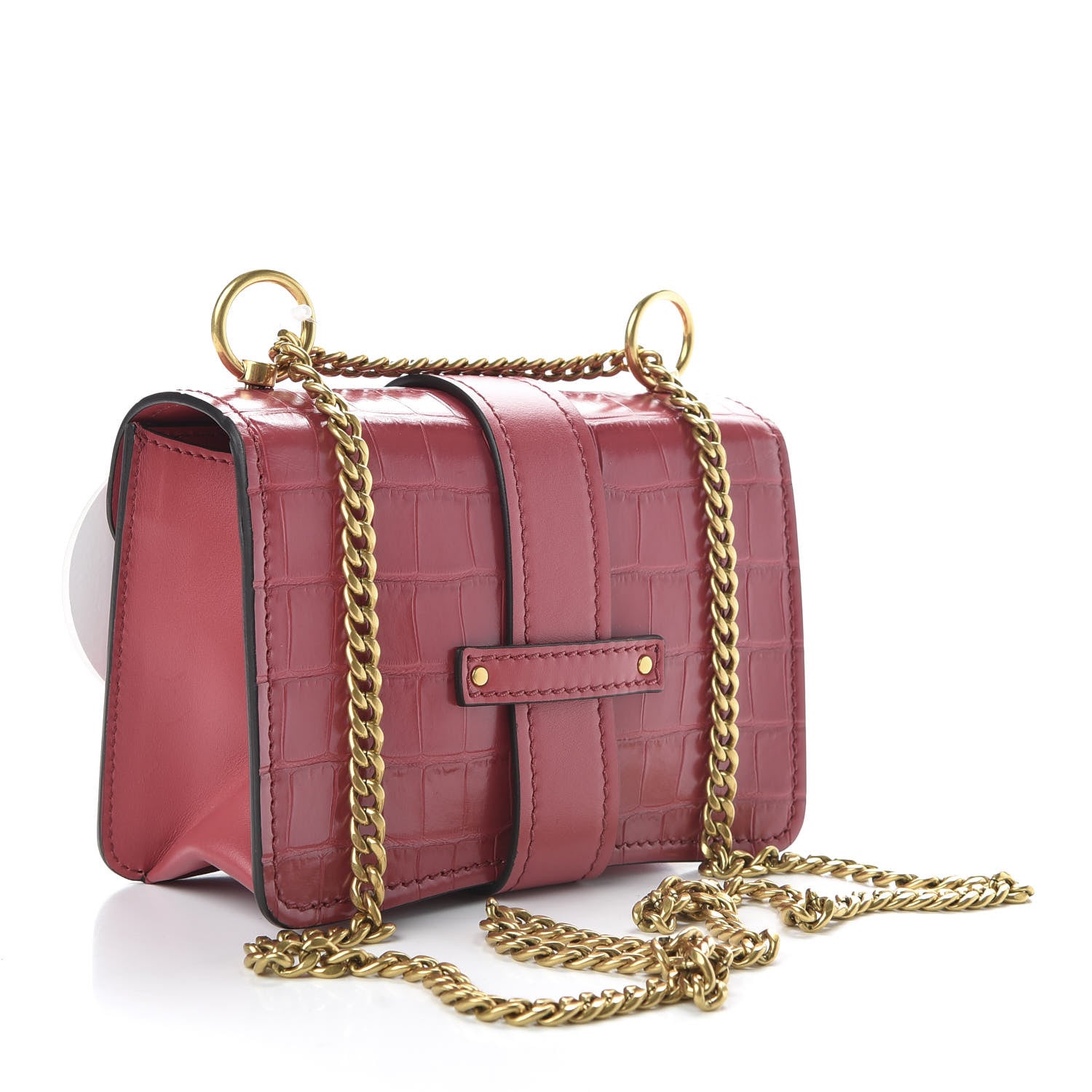 Chloe Calfskin Crocodile Embossed Mini Aby Chain Shoulder Bag Graphic Pink 3 of 11